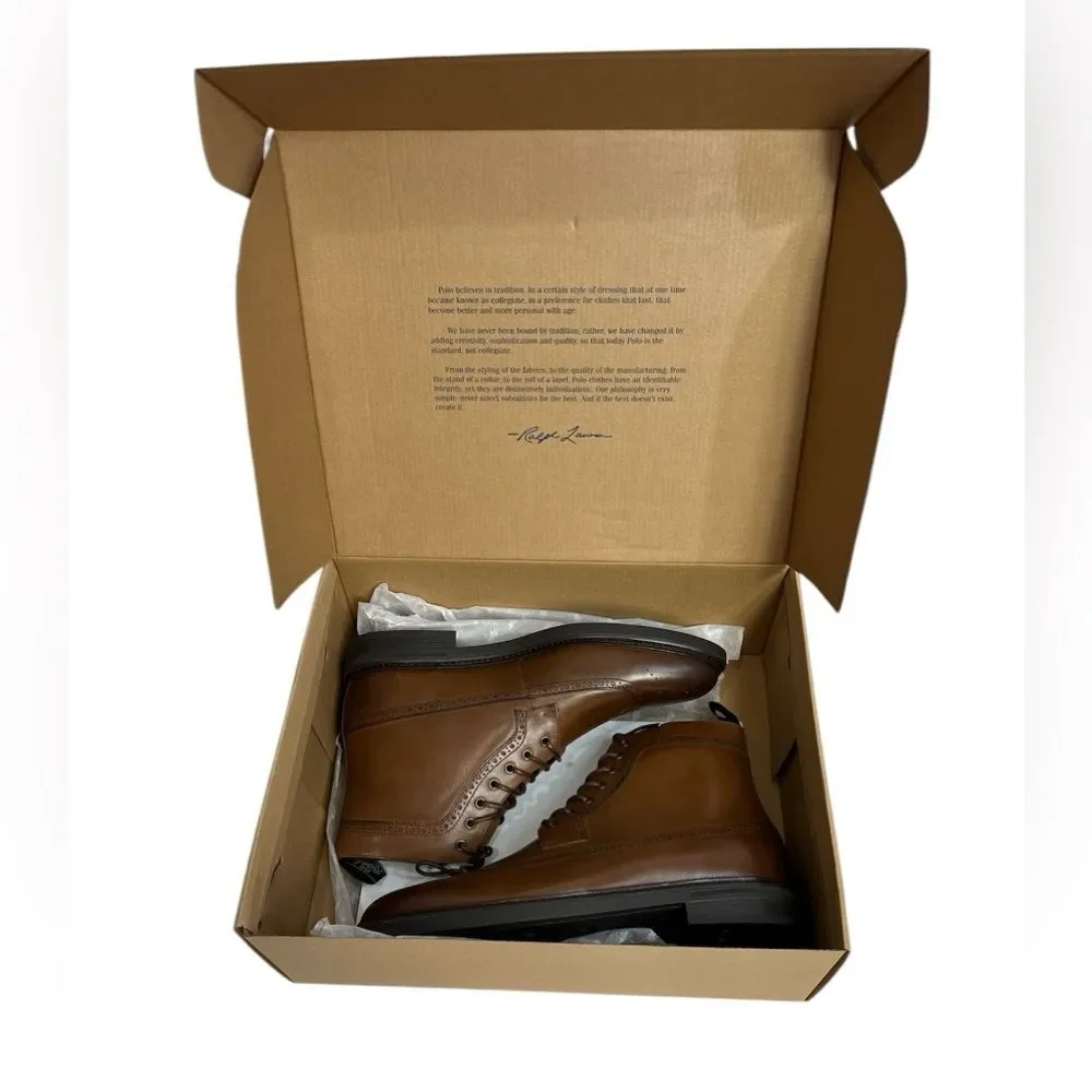 Polo Ralph Lauren Men's Asher Leather‎ Wingtip Boots, SIZE 11